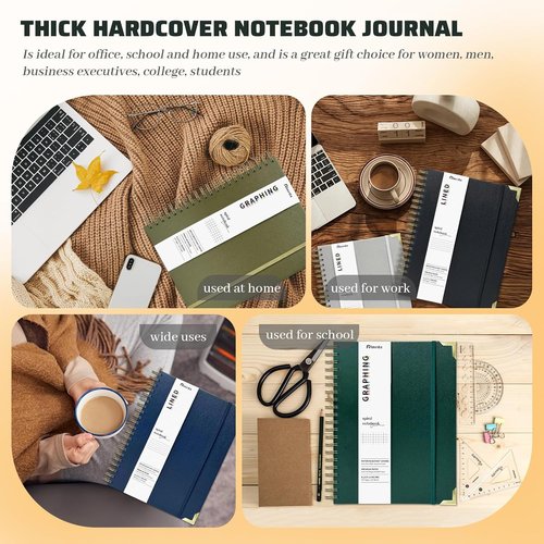 Graph Paper Spiral Journal by [Brand Name] - 300 Pages A4 Hardcover | 100GSM Thick Graphing Paper in Sage Green for School, Office, and Study