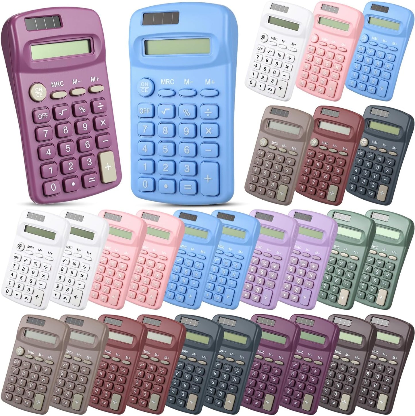 Skiennix Pocket Calculator - Compact 4-Function Mini Calculator for Students | 30 Pack, Multicolor
