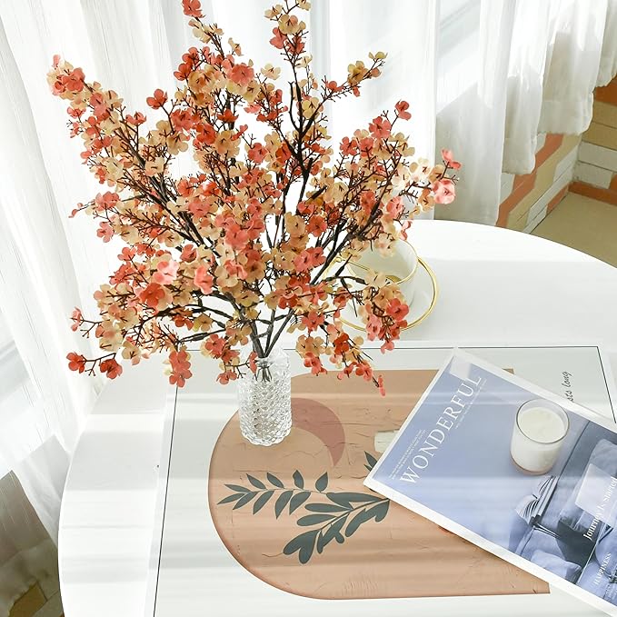 Mandy's Beige Brown Artificial Baby’s Breath European Flowers 6 Bundles Silk Gypsophila with Bendable Stems for Fall Thanksgiving & Christmas Centerpiece Wedding Decor and Table Arrangements