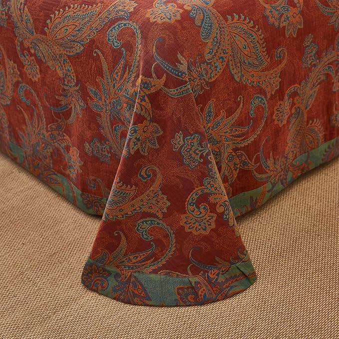 EAVD Vintage Boho Jacquard Floral Duvet Cover Queen Soft 100% Cotton Muslin Yarn-Dyed Textured Bedding Set with 2 Pillowcases Boho Floral Comforter Cover with Button Closure