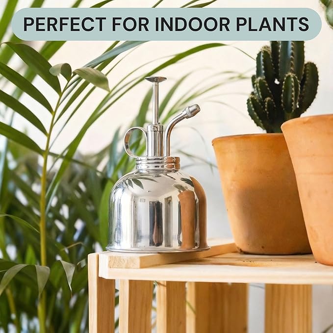 Sustainable Village Watering Can Indoor Plants - Nickel Plant Mister - Stylish and Rust Resistant Watering Cans for Healthy Hydration - Prevents Overwatering