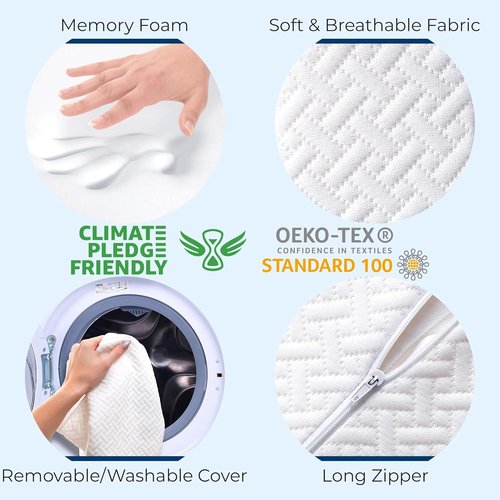 5 Stars United Knee Pillow for Side Sleepers - Memory Foam Cushion for Hip Pain Relief | White