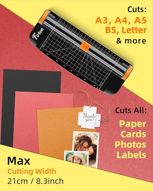 Firbon Black A5 Paper Cutter - Compact Straight Trimmer with Side Ruler for Scrapbooking & Crafts