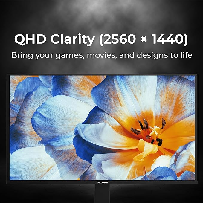 Deco Gear 27 QHD OLED Gaming Monitor | 280Hz 0.03ms Response, HDR400, Adaptive Sync, 99% sRGB, 1.5M:1 Contrast, Borderless Design, Height Adjustable Stand, HDMI 2.1, DisplayPort 1.4