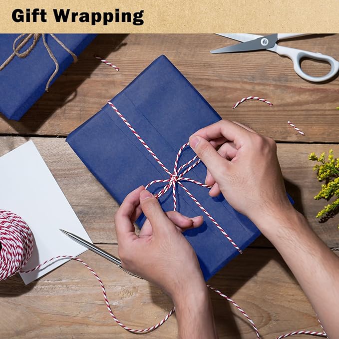 RUSPEPA Light Navy Blue Kraft Wrapping Paper Roll, 17.5"x 393"(32.8'), Recyclable Blue Art Gift Wrap Paper for Birthday Gift Wrapping, Table Covering, DIY Crafting, Fathers Day Bouquet Flower, 80GSM