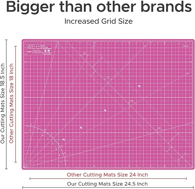 Elan Cutting Mat A2 Pink & Purple, Self Healing Cutting Mat 18x24 Inch, 5-Ply Craft Board Pink, Hobby Board for Crafts 18x24 Inch