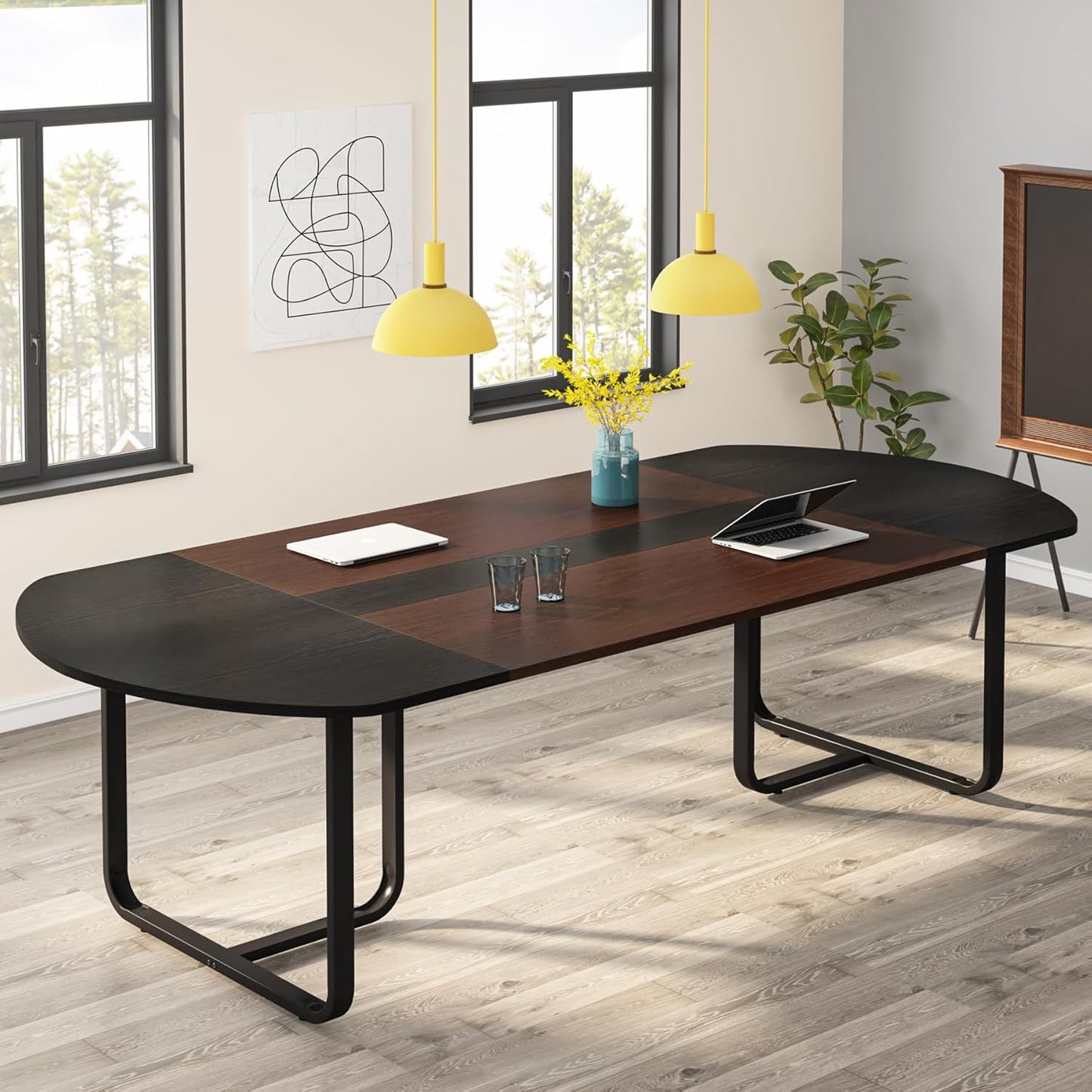 Tribesigns 6FT Oval Conference Table - Two-Tone Curved Design for Office Meetings | Seats 4-6
