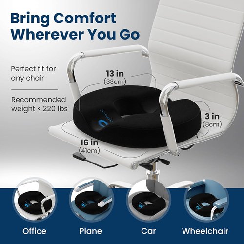 Everlasting Comfort Donut Pillow - Ergonomic Memory Foam Seat Cushion for Tailbone Pain Relief | Anti-Slip & Washable