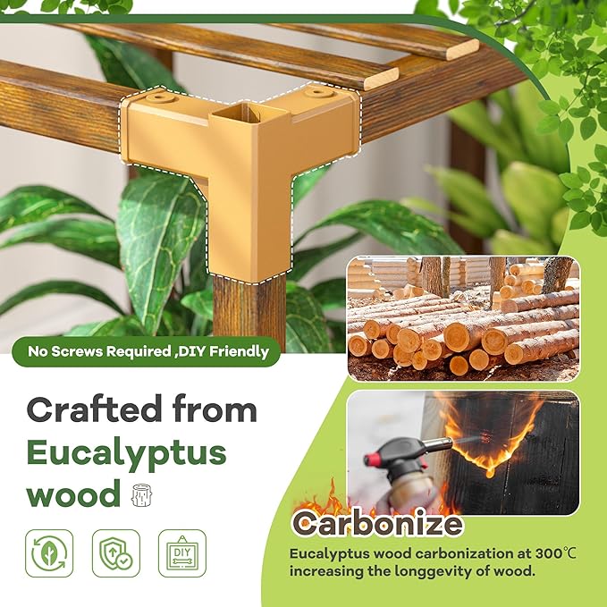 EnHomee 64.2" Corner Plant Stand Indoor Tall Plant Shelf for 13-19 Pots Tiered Plant Stands for Outdoor, Multiple Plants Tiered Wood Shelf for Living Room, Balcony, Patio