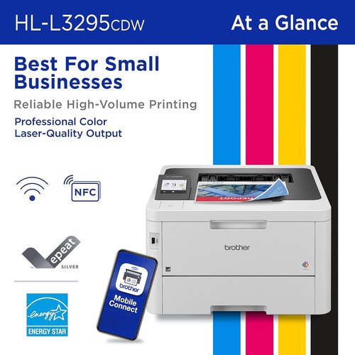 Brother HL-L3295CDW Wireless Color Laser Printer - Compact Design, Duplex Printing & NFC | 2-Month Refresh Trial Included