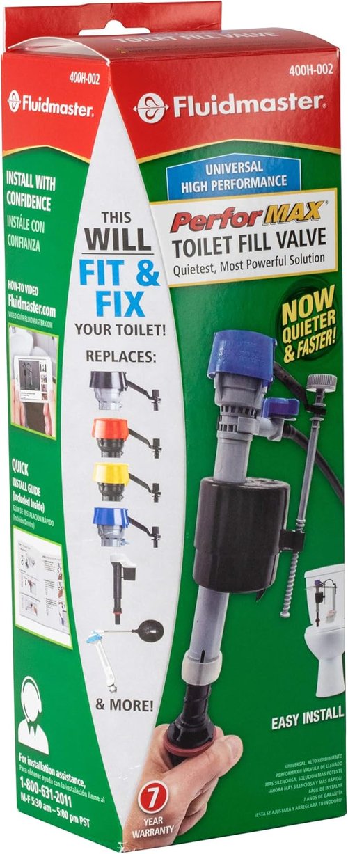 Fluidmaster 400H-002 Performax Toilet Fill Valve - High Performance Water Control | 1-Pack, Multicolor