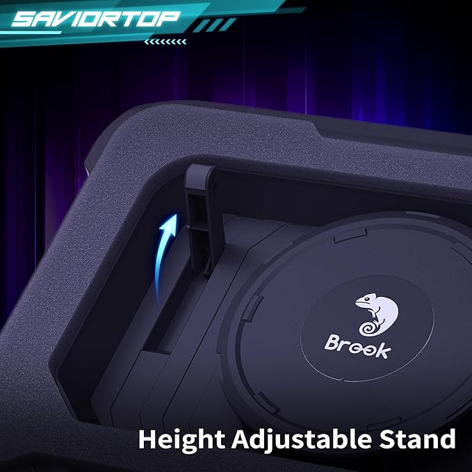 Brook Saviortop Gaming Laptop Cooling Pad – High-Speed 3500 RPM Laptop Cooler with Turbo Fan, RGB Cooling Stand for 10-19 Inch Laptops, Touch Control, USB-C Hub, Adjustable Height, Quiet Cooling Fan