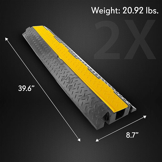 Pyle 40" Cable Wire Protector Cover Ramp Track with Interlocking System & Flip Lid for Indoor Outdoor Floor Extension Cord Safety Concealment