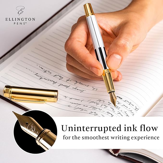 Ellington Pens Luxury Fountain Pen Set - Extra Fine Nib- Includes 3 Ink Cartridges, Refillable Ink Converter, Gift Box- Fountain Pens For Writing, Calligraphy, Journaling, Sketching (Master Chopin)