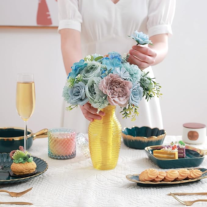 Artificial Flowers Combo, Fake Flowers for DIY Tables Centerpieces Baby Shower Bridal Shower Wedding Bouquet Arrangements Party Candle Holder Cake Decor Flower Home Decorations