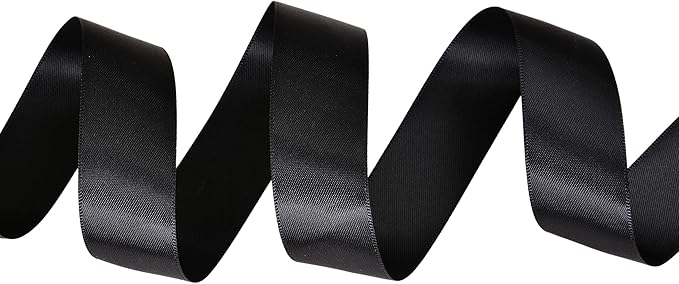 YAMA Double Face Satin Ribbon - 1 inch 25 Yards for Gift Package Wrapping,Floral Design,Hair Accessories,Crafting,Sewing,Wedding Decor, Black