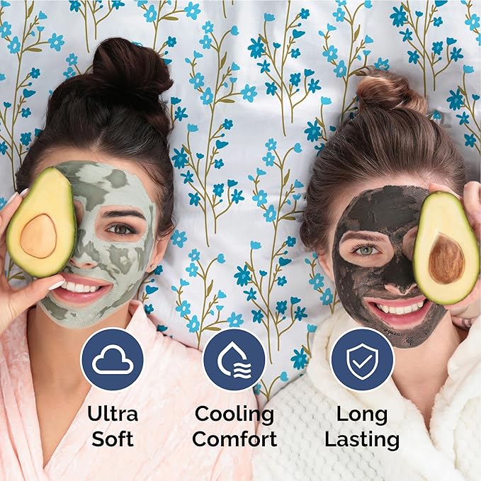 Floral Sheets - Blue Floral Bed Sheet Set - 1 Flat, 1 Fitted & 2 Pillowcases w/ Deep Pockets - Comfy, Wrinkle & Fade Free - Boho Botanical Bedding - Ultra-Soft, Breathable & Cooling - King Size Set