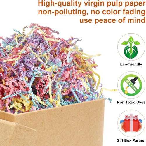 Crinkle Paper Filler - Shredded Paper for Gift Baskets & Boxes | 5oz Grass Cushion Shred for Weddings & Birthdays