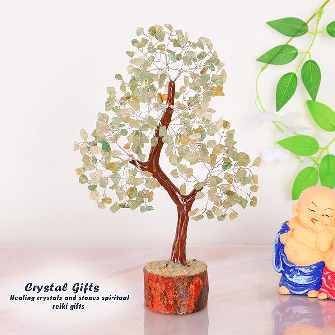 YATHABI Green Jade Crystal - Chakra Decor - Jade Stone Bonsai Tree - Feng Shui Decor - Spiritual Gift - Good Luck - Crystals Money Tree