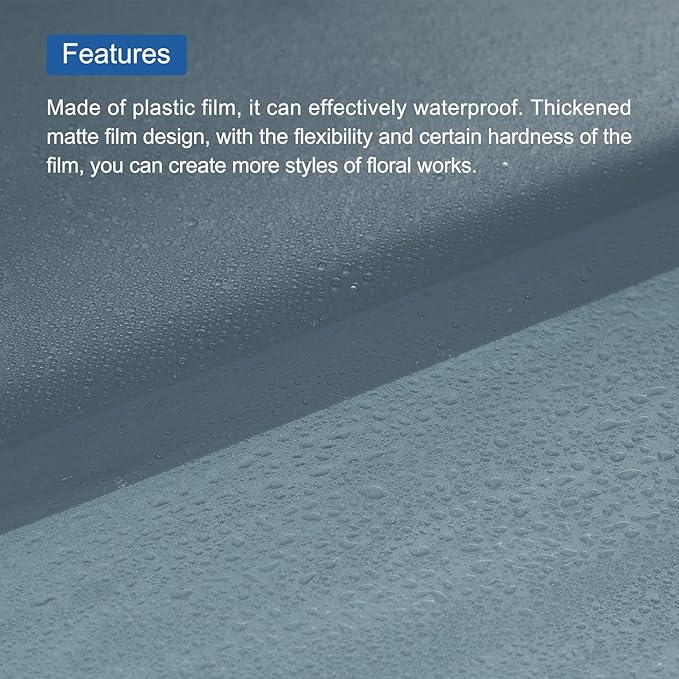 MECCANIXITY Flower Wrapping Fog Paper 22.8x22.8 Inch Waterproof Matte Floral Wrapping Paper for DIY Crafts, Gift/Gift Box Packaging Misty Blue 20 Pcs