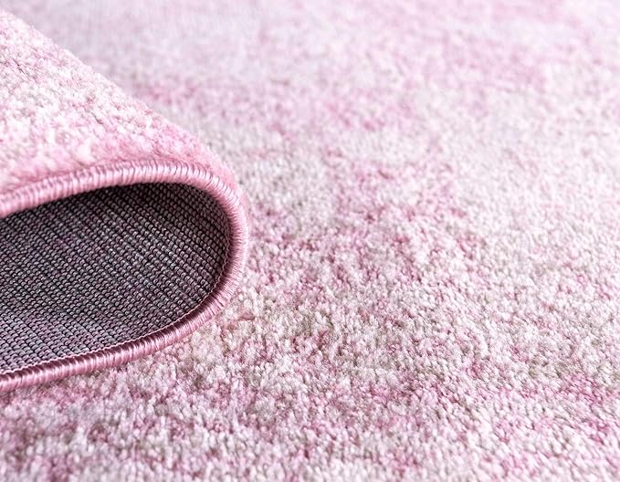 Unique Loom Bromley Collection Area Rug - Wells (8' Round, Pink/ Ivory)