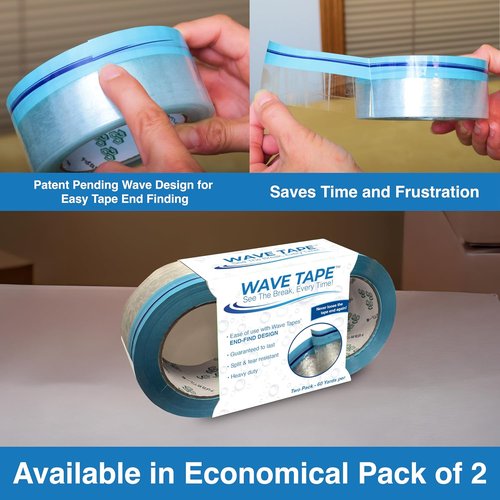 Easy-End-Find Heavy Duty Clear Packing Tape - 2 Pack, 1.88 in Wide, 60 Yards for Effortless Packaging