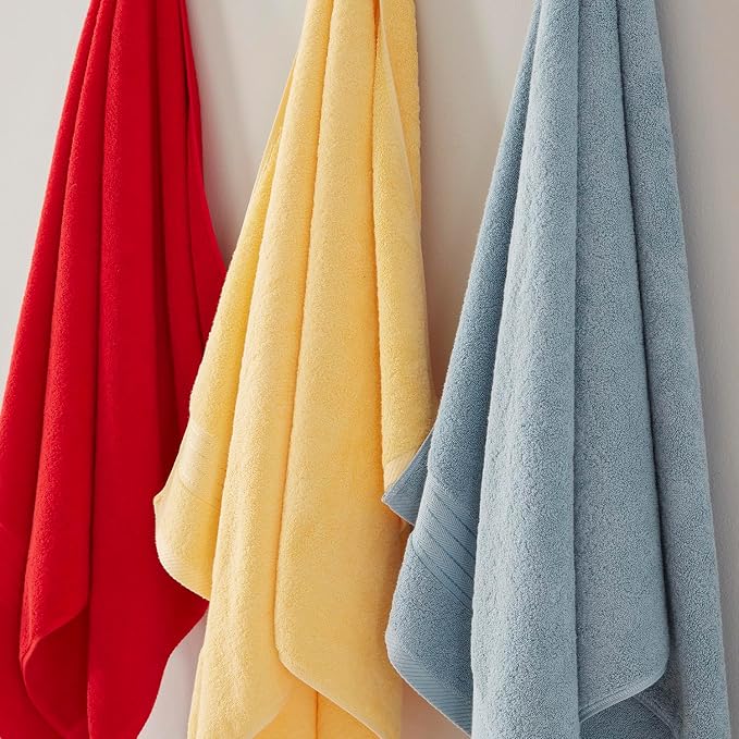 COZYART Luxury Yellow Bath Towels Set, Cotton Hotel Large Towels for Bathroom, Thick Bathroom Sets of 3 with 1 Bath Towel, 1 Hand Towel, 1 Washcloth, 650 GSM