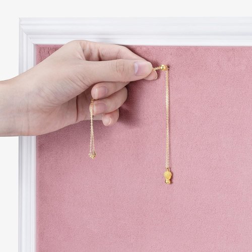 Navaris Framed Fabric Bulletin Board | 18 x 24 Inch Plush Jewelry Organizer - Rose & White Frame