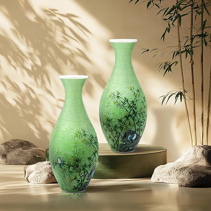 3D Puzzle Vase, 160 Curved Pieces DIY Flower Vase Craft Kit & 3D Puzzles for Adults, Creative Jigsaw Art Project Home Décor Centerpiece, (A-Bamboo Serenity)