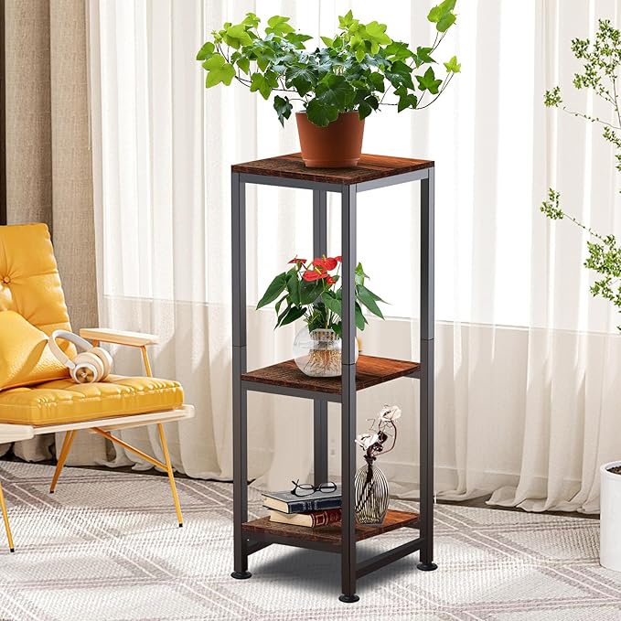 Plant Stand Indoor, 3 Tier Plant Stands for Indoor Plants, 33.5'' Tall Multiple-Tier Plant Shelf Square Flower Stand for Patio, Living Room, Balcony