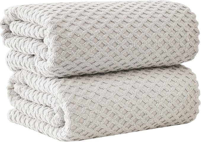 Great Bay Home Oversized Bath Sheets - 100% Cotton 2 Pack 68x35 Extra Large Towel - Absorbent, Durable, Quick-Dry Towels for Bathroom (Light Grey)