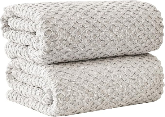 Great Bay Home Oversized Bath Sheets - 100% Cotton 2 Pack 68x35 Extra Large Towel - Absorbent, Durable, Quick-Dry Towels for Bathroom (Light Grey)