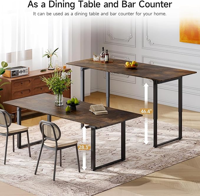 ONBRILL Standing Desk, 71x32 Inches Rectangle Stand Up Desk with 4 Legs, Dual Motor and Memory Controller, Adjustable Height from 28-46 Inches for Home and Computer Workstation, Rustic Brown