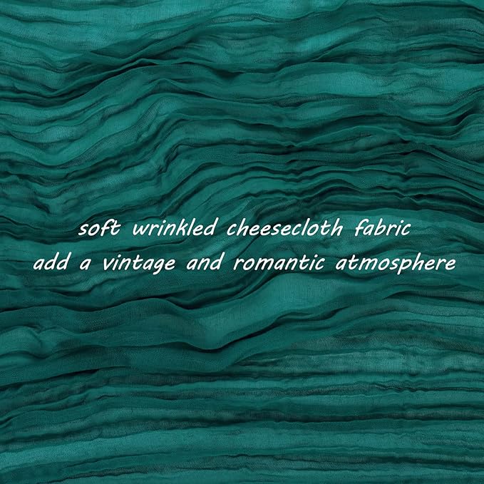 12 Pack 10Ft Cheesecloth Table Runner 35x120 Inch Boho Gauze Table Runner Rustic Cheese Cloth Long Romantic Table Runners for Wedding Bridal Shower Birthday Party Table Decor (Dark Teal)
