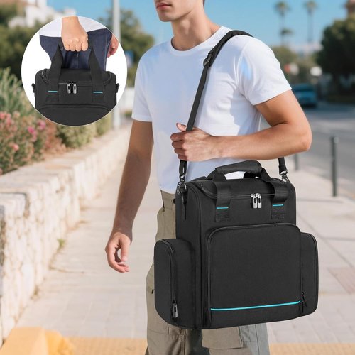 CURMIO Projector Storage Case - Portable Carrying Bag for Nebula Mars 3 & Cosmos Laser 4K | Black with Multiple Pockets