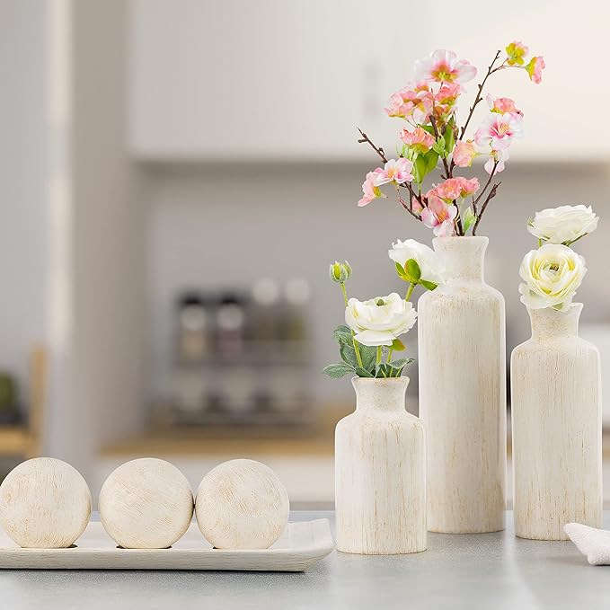 Creative Scents Rustic Luxe Vase Set - Vases for Decor, Perfect for Holding Pampas Grass, Dried/Fresh Flowers, Vases for Your Kitchen, Bedroom, Office, Living Room, Bathroom, or Shelf Decor