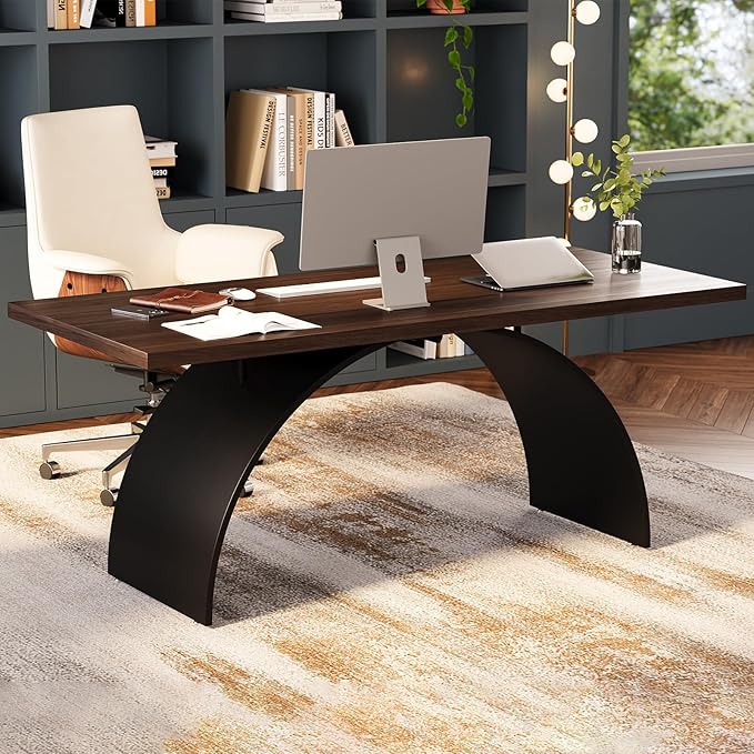 homary 70.9" Industrial Style Desk, Office Writing Desk Walnut Desk Modern Computer Desk Home & Office Furniture Modern Computer Desk