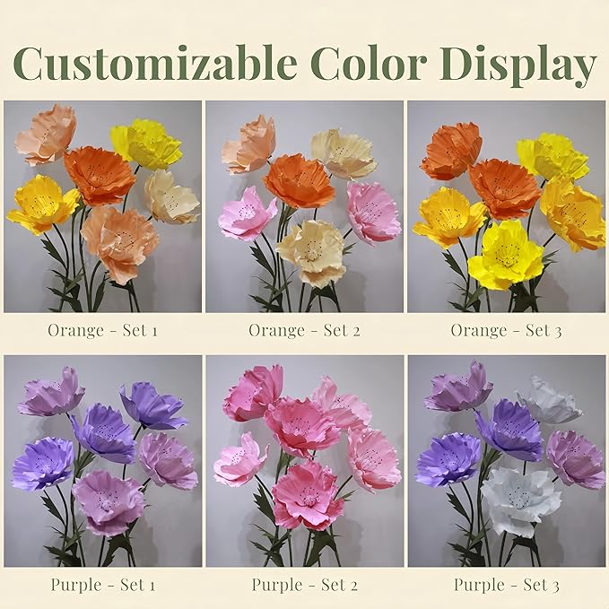 Giant Artificial Flower for Decoration, 6 Pcs/Set EVA Artificial Flower for Wedding Birthday Christmas Party Banquet Backdrop Decor Photography Props Shop Window Display