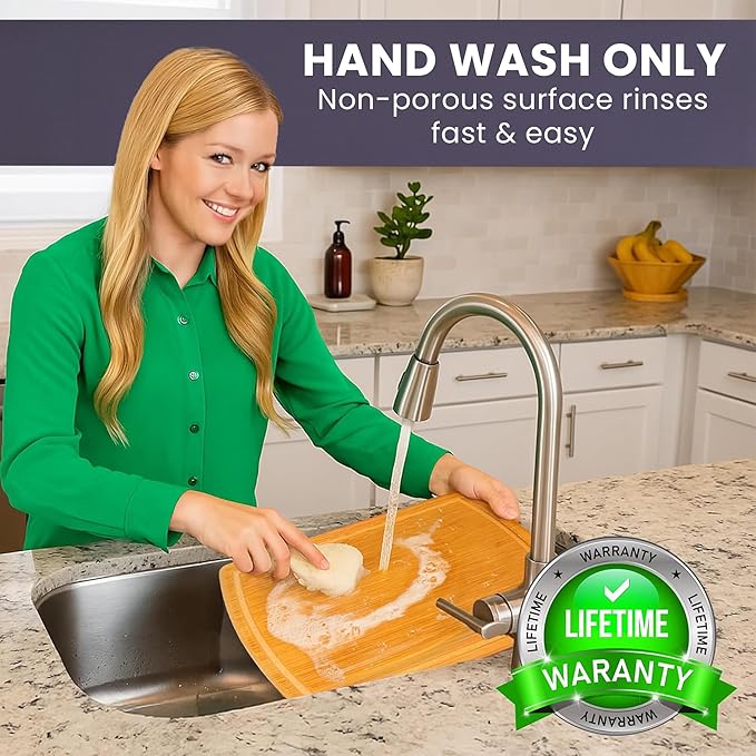 Glue-Free Surface™ 2XL Extra Large Bamboo Cutting Board Set of 4 – Small, Medium, XL, and Oversized Sizes from Chopping Vegetables to Carving Meat & Turkey for Large Family Meal Prep and Gatherings