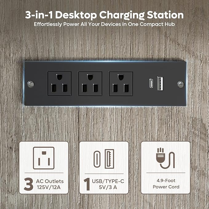 Bestier Farmhouse L Shaped Desk with Drawers, 63" x 47" Office Computer Desk with Charging Station & Fluted Storage Cabinet, Corner Desk with File Drawers, Modesty Panel for Home Office, Grey