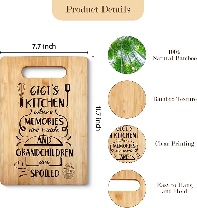 Gigi Gifts Cutting Board,Grandma Cutting Board For Gigi, Mother's Day Kitchen Gifts for Mom from Daughters Sons Kids, Gigi Grandma Decorative Chopping Board For Kitchen