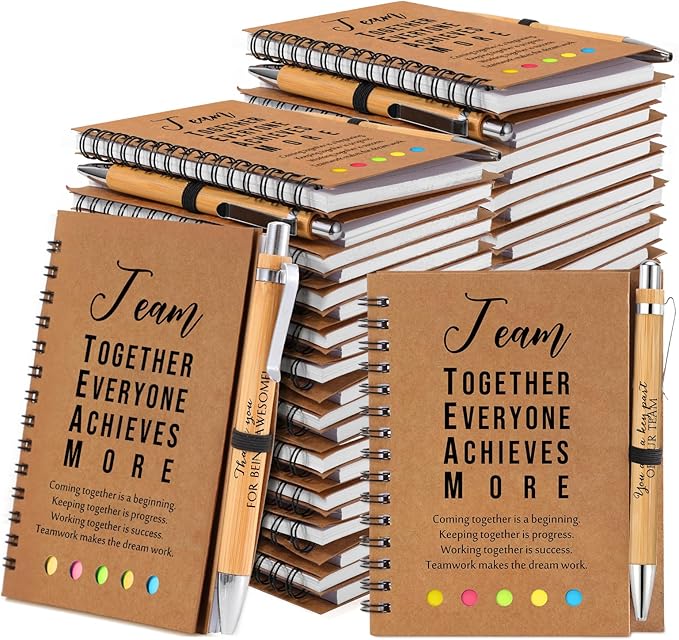 Jetec Inspirational Notebooks Bulk Spiral Notebook with Sticky Notepad Motivational Pens Valentines Day Gifts for for Employee Coworker Nurse Staff Teacher Nurse Volunteer(25 Sets,Team)