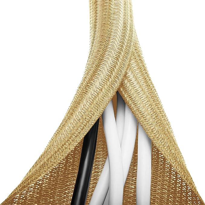 6.6ft - 1/2 inch Gold Cable Sleeve, Cable Organizer for Desk PC TV Computer, Wire Protector Cable Wrap Cover, Cord Management for Home Office