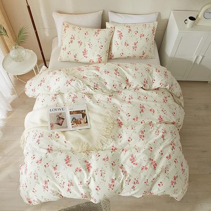 HighBuy Aesthetic Floral King Size Comforter Set Cooling and Warm Breathable Quilted Style Bedding Sets King Comforter Set 1 Lightweight Comforter (104"x90") and 2 Pillowcases (20"x36")