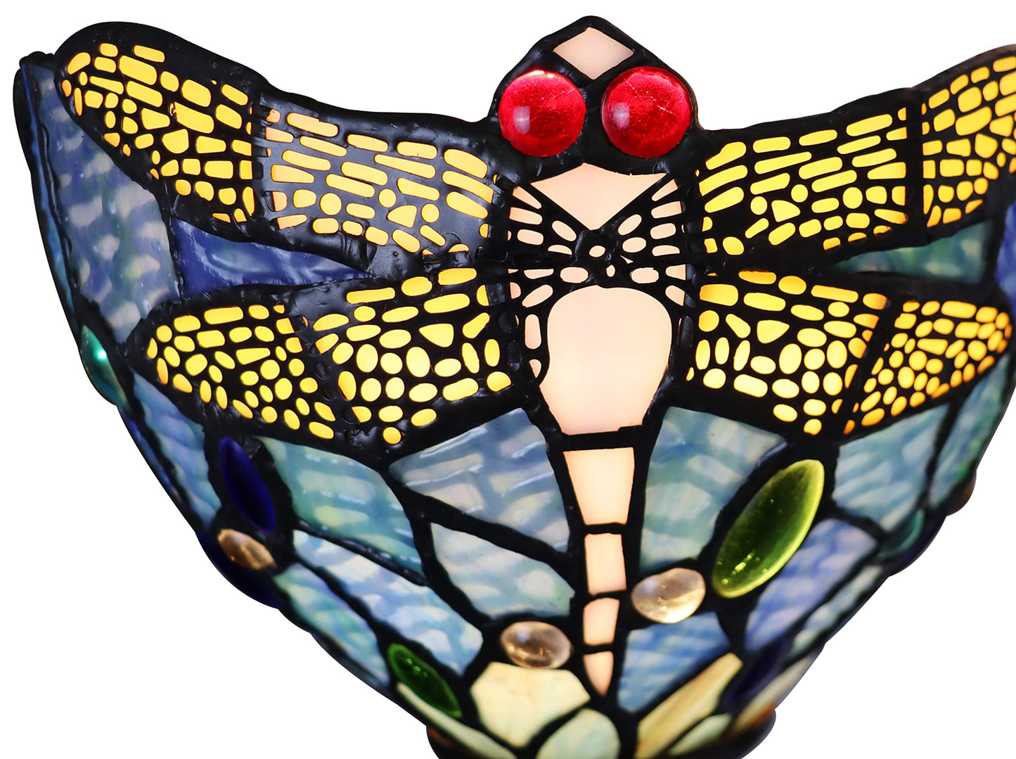 Chloe Lighting Wall Sconce Dragonfly Tiffany-Style Dark Bronze 1 Light 8in Wide Multicolor CH3T524BD08-WS1
