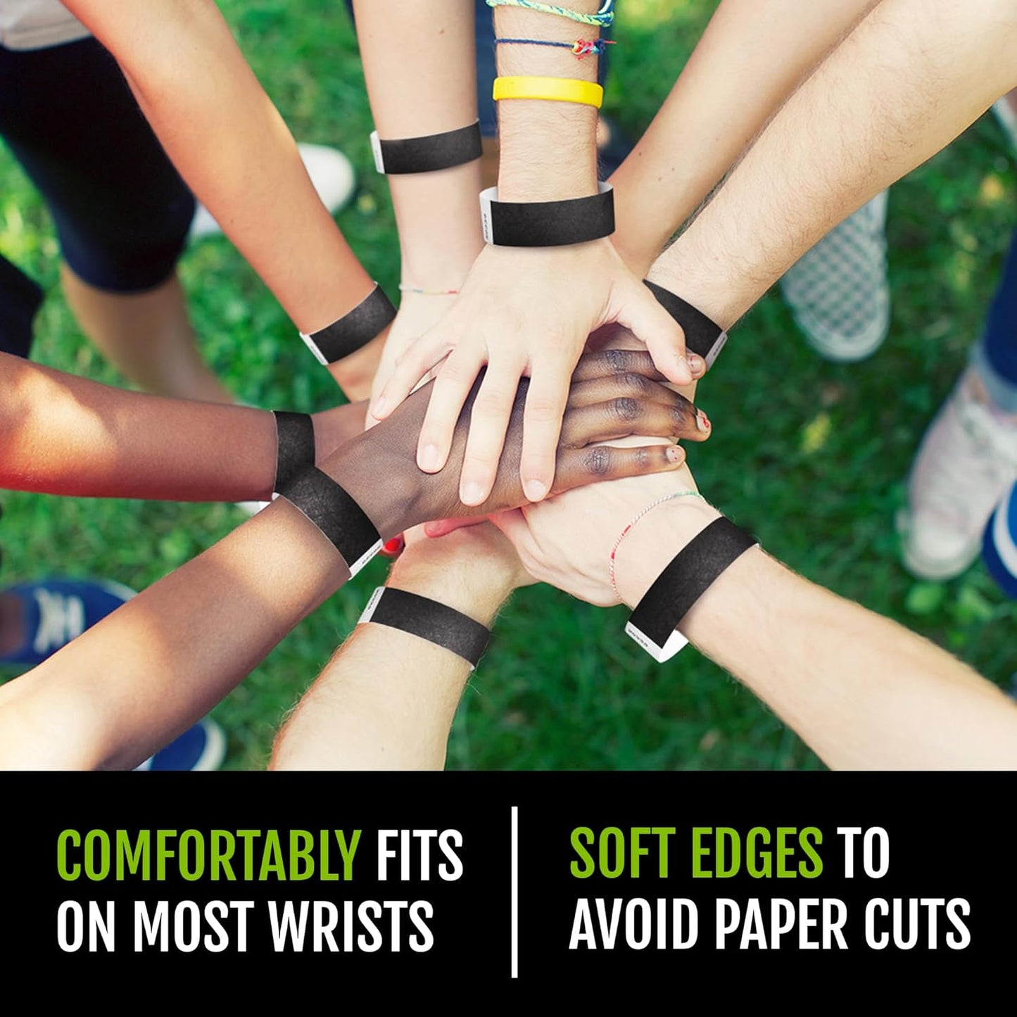 WristCo Black Tyvek Wristbands - Comfortable, Tear-Resistant Paper Bracelets for Events | 600 Count
