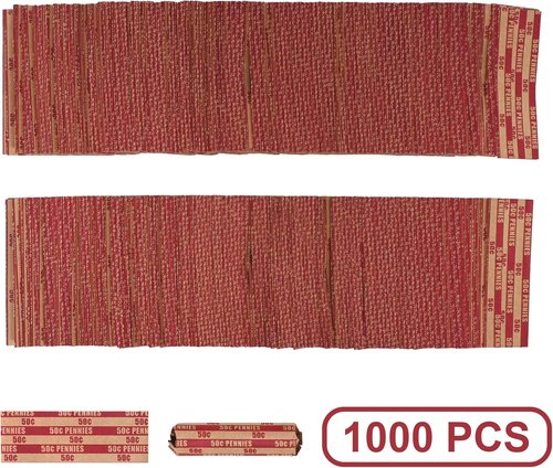 L LIKED Coin Wrappers - Flat Striped Design for Pennies | Pack of 1000 Wrappers