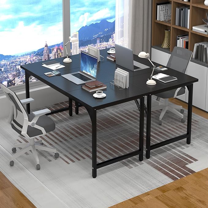 Computer Desk, 47 Inch Home Office Desks, Office Desk for Gaming Writing Study Work, Study Table with Large Legroom, Computer Desk with Metal Frame, Modern Simple Home Office Desk for Bedroom