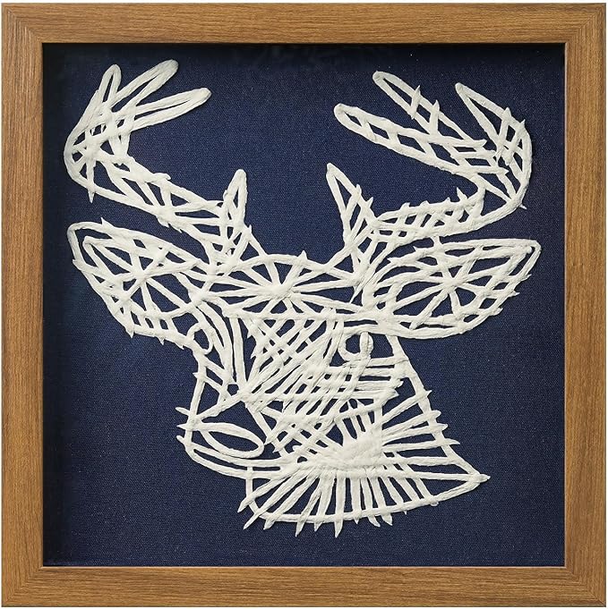 FOLKOR Framed Wall Art for Nursery Bedroom Above Desk, 3D Floating Deer Statue Rice Paper Shadow Box Art Decor for Home Office Gallery Wall, Vivid Handmade Artwork for Christmas Holiday Decoration