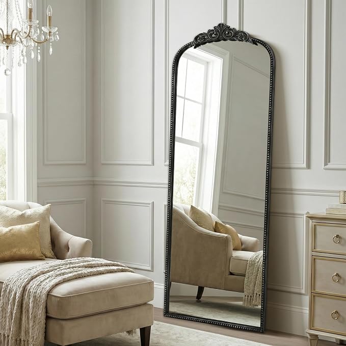 Micasso Full Length Black Mirror: 21''x56'' Baroque Antique Floor Long Body Mirror - Traditional Ornate Vintage for Wall/Dressing Room/Bedroom/Cloakroom/Entryway - Home Decor for Living Room